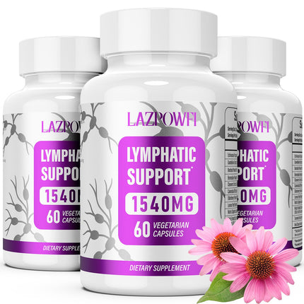 Lazpowfi Lymphatic Drainage Supplements, Lymph System Support Supplement for Women & Men with Dandelion, Burdock, Echinacea,Rutin, Turmeric,Cleavers & More,180 Capsules