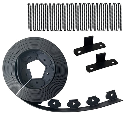 WOCHOLL 2" x 40' Plastic Landscape Edging Border Black, 40 Spikes