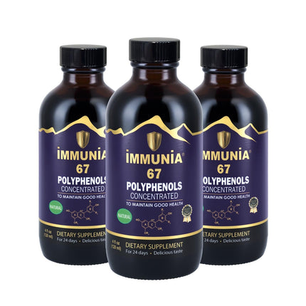 Immunia 67 Polyphenols - Elderberry Concentrate & Antioxidant Fruits. Premium Antioxidant Supplement with 67 Polyphenols (Anthocyanins, Quercetin, Resveratrol, etc.) 24-Day Supply per Bottle (3-Pack)