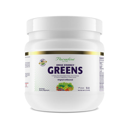 Paradise, ORAC Energy Greens Powder Extract, Super Antioxidants, Probiotics for Gut Health & Digestion, Vitamin C for Immunity, with Spirulina & Chlorella, Non-GMO, Gluten Free, 60 Servings