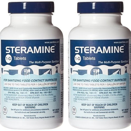 Clear Lake Enterprises Steramine Quaternary Sanitizing Tablets (6 Pack of 150 Each), Blue