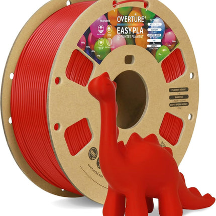 OVERTURE Easy PLA 1.75mm, Easy to Print Filament, 1kg Red