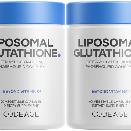 Codeage Liposomal Glutathione Supplement - Pure Reduced Setria L-Glutathione, Liposomal Delivery, Phospholipid Complex - Vegan, Non-GMO - 2-Pack