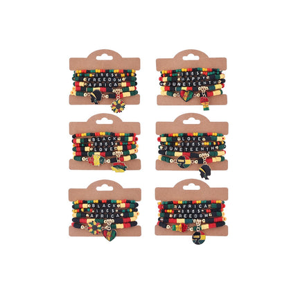 Cooluckday 36Pcs Juneteenth Bracelets bulk for Women Juneteenth Day Party Favors Freedom Day Bracelets for Women Jewelry Supplies for African