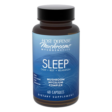 Host Defense MycoBenefits Sleep* Capsules - Rest Support for Healthy Sleep Quality - Calming Supplement with Magnesium, Lion's Mane & GABA - Aids Balanced Rest Cycles - 60 Capsules (30 Servings)*