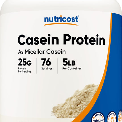 Nutricost Casein Protein Powder 5lb - Micellar Casein, Non-GMO, Gluten Free (Unflavored)