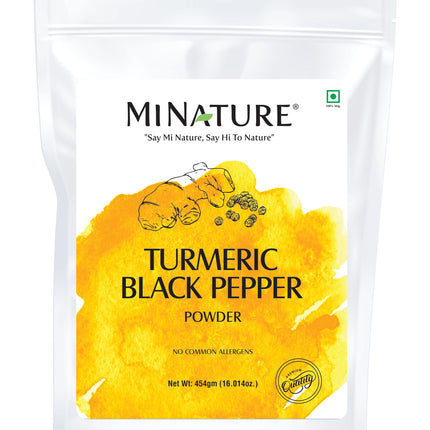 Mi Nature Turmeric Powder with Black Pepper, 454g (16oz)| Pure Curcuma Longa & Piper Nigrum| Traditional Superfood for Cooking and Natural Wellness Support