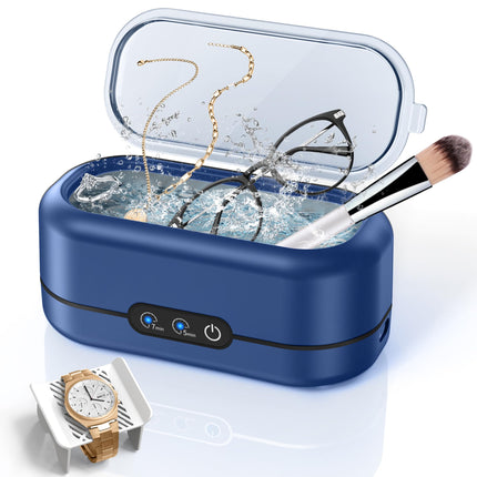 Miorcols Ultrasonic Cleaner Jewelry, New 48000Hz Jewelry Cleaner Ultrasonic Machine with Dual Cleaning Modes, Suit for Eyeglasses, Rings, Retainer, Dentures,Watch Strap etc. (Dark Blue)