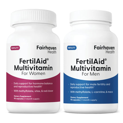 Fairhaven Health FertilAid for Men and Women Combo Fertility Supplements for Men and Women | Count and Motility Support Pre-Conception for Him | Prenatal Vitamin for Her with Vitex and Folate