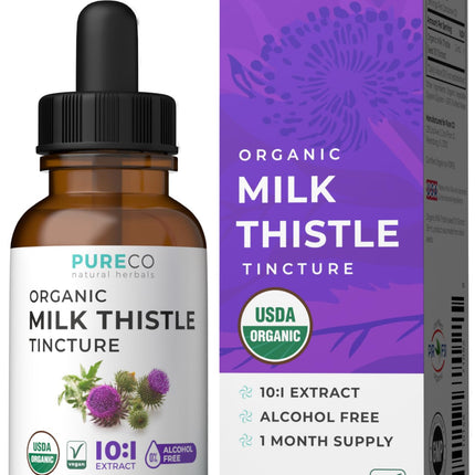 USDA Organic Milk Thistle Extract - High Potency 10:1 Silymarin Milk Thistle Liquid Liver Cleanse Detox & Repair Supplement - Vegan Non-GMO & Alcohol-Free Liver Support Supplement (30 Servings)