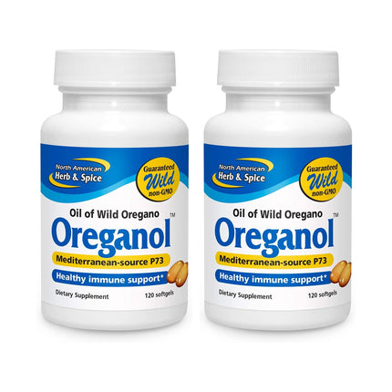 NORTH AMERICAN HERB & SPICE Oreganol P73, 120 Softgels, Pack of 2 - Unprocessed, Vegan-Friendly Wild Oregano - Mediterranean Source - Non-GMO - 240 Total Servings