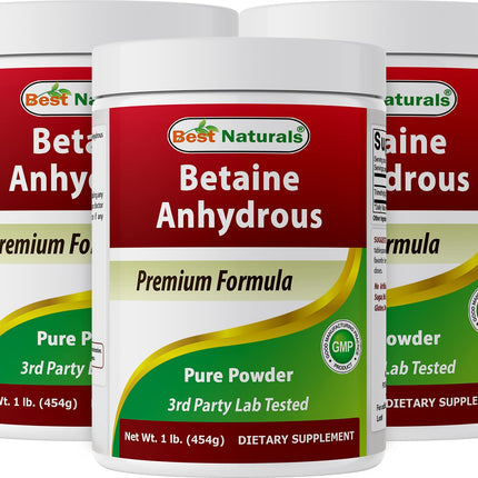 Best Naturals Betaine Anhydrous Trimethylglycine (TMG) Pure Powder 1 Pound (1 LB (Pack of 3))