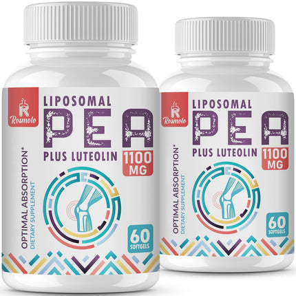 Liposomal Palmitoylethanolamide 1000 mg + Luteolin 100 mg, Micronized Pea 99% Highly Purified - Enhanced Absorption and Bioavailability, 120 Softgels