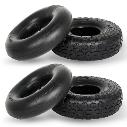 GICOOL 4.10/3.50-4 Replacement Tire and Inner Tube Set, 2 Pack, 10" Heavy Duty Tire and Tube, TR-13 Straight Valve Stem, for Hand Truck Trolley Dolly Garden Wagon Cart Wheel Replacement