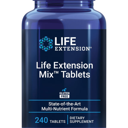 Life Extension Mix Tablets, high-Potency, Advanced Vitamin, Mineral, Fruit & Vegetable Formula, Vitamin C, B, D, E, Magnesium, for Whole-Body Health, Healthy Aging, Gluten-Free, 240 Tablets