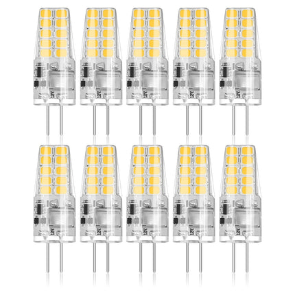 BUBO 10 Pack G4 LED Bulb 2W Equivalent 30W 3000K Warm White 250 Lumens 360°Beam Angle, T3 Halogen Bulb Replacement Landscape Bulbs, AC/DC 12V Led Lights G4 Bi-Pin Base for Outdoor Landscape Lighting