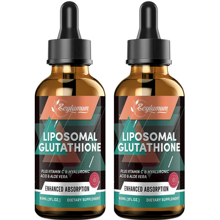 2000MG Liposomal Glutathione Liquid Drops, Ultra High Absorption, Natural Detoxification, Immune System & Skin Support*, L-Glutathione, Vitamin C & Hyaluronic Acid, Capsules Alternative, 4.05 OZ