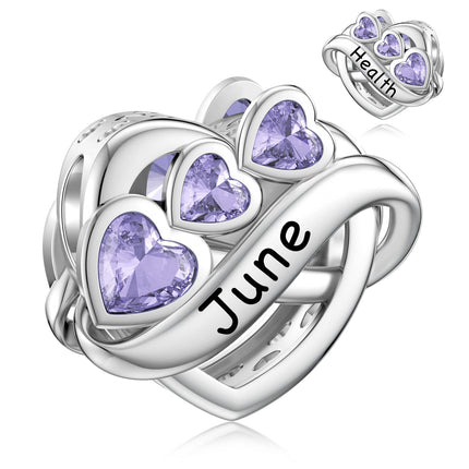 JIAYIQI Heart June Birthstone Charm for Pandora Charms Bracelet