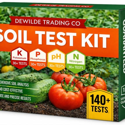 Soil Test Kit 140 Tests (2026 Updated Instructions) – pH, Nitrogen, Phosphorus, Potassium & Ammonia – Garden, Lawn & Plant Soil Tester Kit for Accurate Fertility Analysis