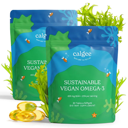 Calgee Algae Omega 3 Supplement, 450mg DHA & EPA, Carrageenan-Free & Sorbitol-Free, Vegan Softgels, Third-Party Tested, Plant-Based Fish Oil Alternative, Non-GMO, 120 Count