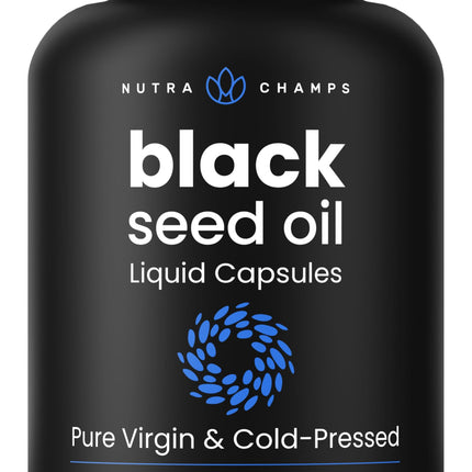 NutraChamps Black Seed Oil Organic Cold Pressed | 120 Vegan Softgel | Virgin Nigella Sativa Pills with Vitamin E & Thymoquinone | Rich in Omega 3 6 9 | Unrefined Black Cumin Seed Oil Capsules