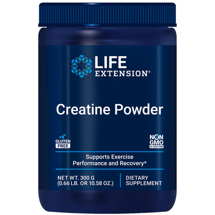 Life Extension Creatine Powder, Muscle Support, creatine monohydrate, Exercise Performance and Recovery, Gluten-Free, Non-GMO, Easy Mix, unflavored, Net Wt. 300 g