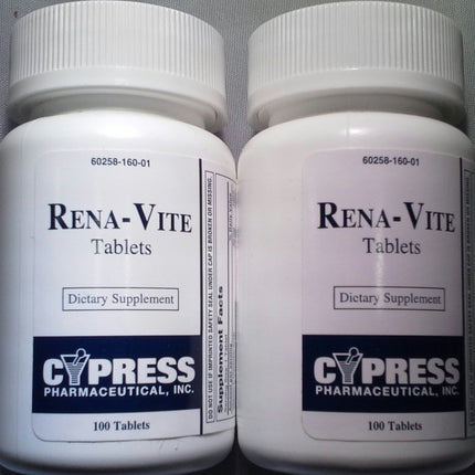 Cypress Pharmaceutical Rena-Vite Tablets, 100 Tablets Per Bottle (2 Bottles)