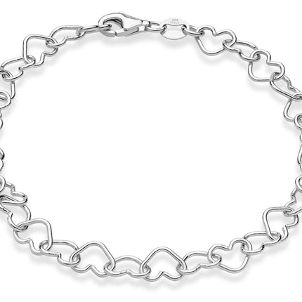 Miabella 925 Sterling Silver Italian 5mm Heart Link Chain Bracelet for Women, Made in Italy (Length 6.5 Inches)