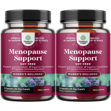 Soy Free Menopause Supplement for Women - Herbal Menopause Support for Night Sweats Hot Flashes Mood Support and Hormone Balance for Women with Black Cohosh & Vitex Chaste Berry - 75 Count - 2 Pack