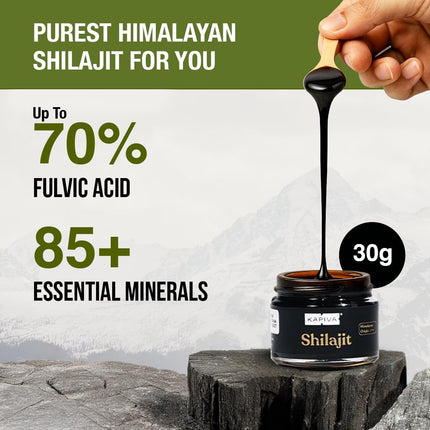 Kapiva 100% Authentic Himalayan Shilajit Resin (30gmx2), High Potency for Men & Women | 80+ Trace Minerals, Upto 70% Fulvic Acid | Authentic | Natural Energy & Immune Support