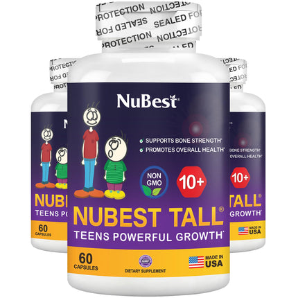 NuBest Tall 10+ - Advanced Bone Strength Formula - Supports Immunity, Healthy Development & Optimal Wellness - for Children (10+) & Teens Who Drink Milk Daily | Pack 3 | 3 Months Supply