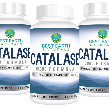 Best Earth Naturals Catalase Supplement 10,000 with Saw Palmetto, Biotin, Fo-Ti, PABA - Hair Supplements for Strong Hair - 180 Capsules - Pack of 3 (90-Day Supply)