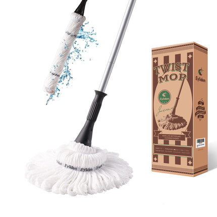 Eyliden Mop with 2 Reusable Microfiber Heads, Easy Wringing Twist Mop