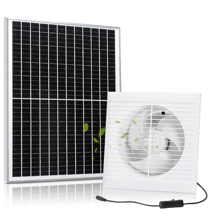 Fanspex Solar Exhaust Fan, Solar Powered Vent Fan Kit for Outside Greenhouse Shed Chicken Coop (8" Fan)