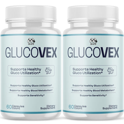 (2 Pack) Glucovex Capsules, Official Glucovex Pills with All Natural Ingredients, Advanced Glucovox Overall Health and Wellness Vitamin Supplement with Max Strength Multivitamin Support (120 Capsules)