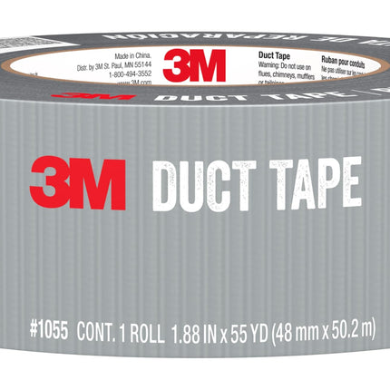 3M Basic Duct Tape, 1.88 in x 55 yd, 1 Roll, Hand Tear Silver Duct Tapes for Temporary Repairs, Indoor Use, Great for Bundle, Patch, Protect & Repair (1055)