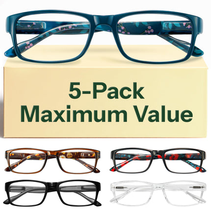 Gaoye 1.5 Professional Reading Glasses for All Day - Computer Readers with Blue Light Protection - Value Pack