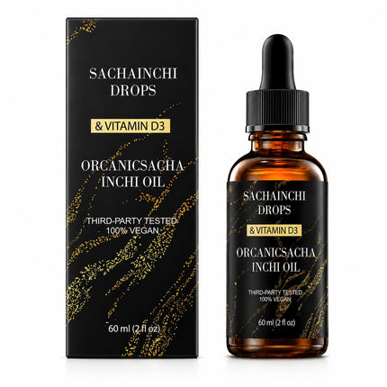 Athera Organic Sacha Inchi Oil Drops – With Vitamin D3 | Plant-Based Omega-3 Supplement for Daily Wellness, 2 fl oz