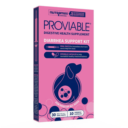 Nutramax Proviable Digestive Health Supplement Kit with Multi-Strain Probiotics and Prebiotics for Medium to Large Dogs - with 7 Strains of Bacteria, 30 mL Paste and 10 Capsules