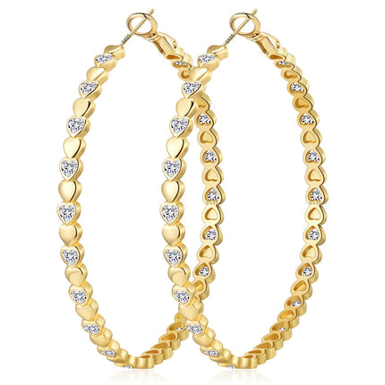 OOOPEL Gold Hoops Earrings for Women Sparkling 14k Gold Plated Rhinestone Hoop Earring for Womens Cubic Zirconia Jewelry Gift Large Hoop Earrings for Women