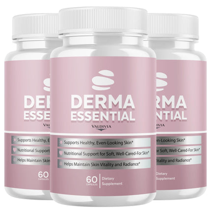 (3 Pack) DermaEssentials Capsules - Official Derma Essentials Supplement, Premium Formula, Natural Vitamins for Health & Wellness - 180 Capsules for 3 Months