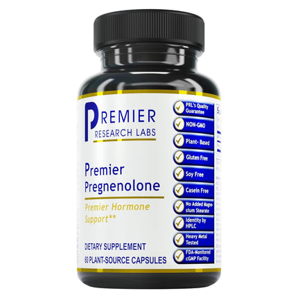 Premier Research Labs Premier Pregnenolone - 100mg Pregnenolone for Hormone Support, Precursor to Progesterone, Testosterone, Estrogen, Pregnenolone Supplement for Women & Men - 60 Vegetarian Capsules