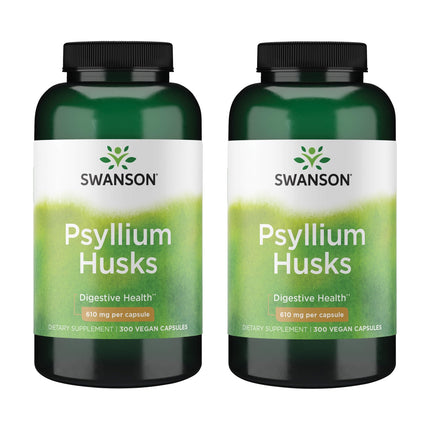 Swanson Psyllium Husk Dietary Fiber Supplement 610 mg 300 Capsules - (2 Pack)