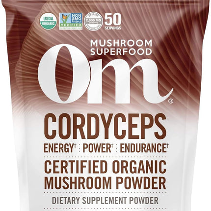 OM MUSHROOM SUPERFOOD Cordyceps Organic Mushroom Powder, 3.5 Ounce, 50 Servings, Energy, Power, Stamina and Endurance Support, Superfood Supplement for Sports Performance
