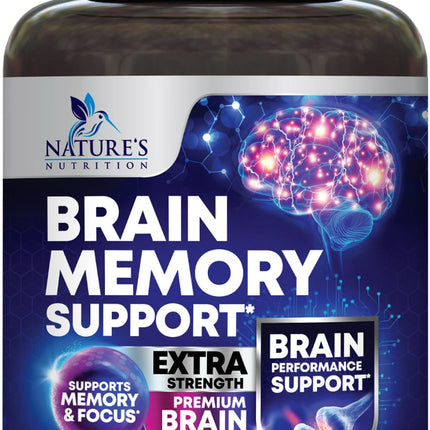 Brain Memory Supplement Pills - 3X Strength Nootropics for Concentration, Clarity & Focus Support - Brain Health Cognitive Vitamins with Bacopa, Phosphatidylserine & DMAE, Brain Booster - 180 Capsules