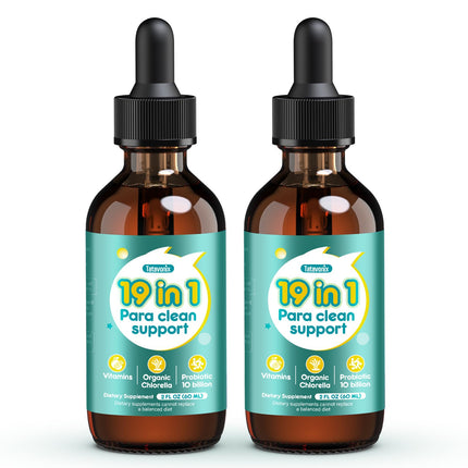 Tatavonix 19 in 1 Herbal Gut Cleanse Drops – Wormwood, Black Walnut, Chlorella 250mg, 10B Probiotics, Clove & Oregano – Liquid Detox Support for Adults & Kids, Alcohol-Free, 2oz