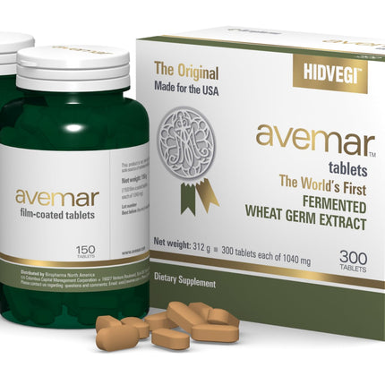 Avemar Fermented Wheat Germ Extract - Premium Tablets| Immune Support & Vitality | 300 Tablets 2x150