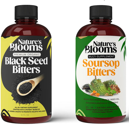 Nature's Blooms Soursop & Black Seed Bitters Bundle, 16 oz Each, 2 Bottles