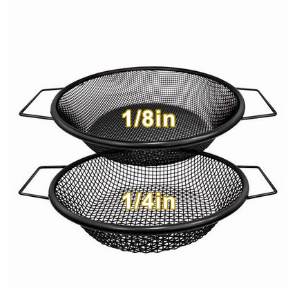 2PCS Soil Sifter for Gardening, Rock Sifter for 5 Gallon Bucket,Compost Sifter Dirt Sifter,Captures Dirt Rocks Sawdust Black Handle Upgrade Version