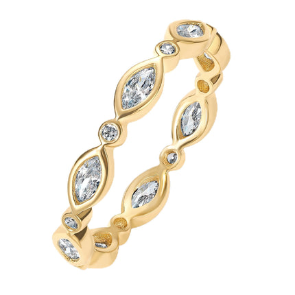 PAVOI 14K Gold Plated Marquise CZ Eternity Ring for Women - Yellow Gold
